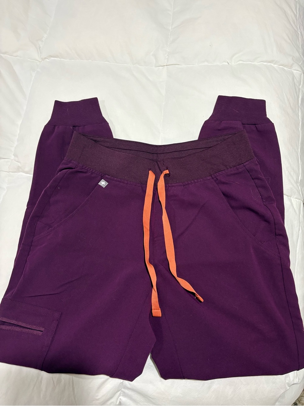 Figs XXS/P Purple Jogger Pants with Orange Drawstring